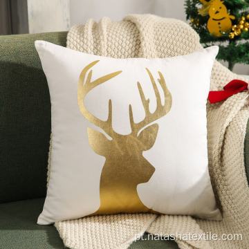 Capa de travesseiro de árvore de Natal com bordado de toalha dourada